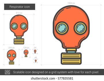 Respirator vector line icon isolated on white background. Respirator line icon for infographic, website or app. Scalable icon designed on a grid system.