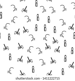 Respiratory Asthma System Seamless Pattern Vector. Mop And Dust, Coughing Character And Respiratory Apparatus Monochrome Texture Icons. Allergy Health Care Template Flat Illustration