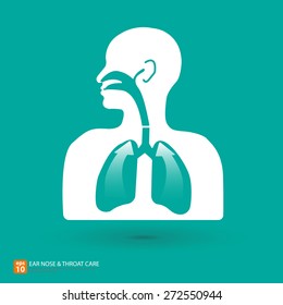 Respiratory care with ear, nose and throat symbol - vector illustration