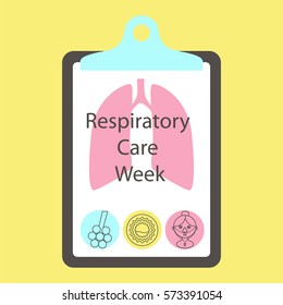 Respiratory Care Week Awareness Sign. Stock Vector Illustration For Medical Campaign For Healthy Lung, Breathing .