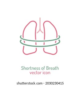 Respiratory distortion, insufficiency, irregular breathing, ventilatory depression sign. Medical icon, pictogram, symbol. Healthcare, medicine concept. Editable vector illustration in outlined style.