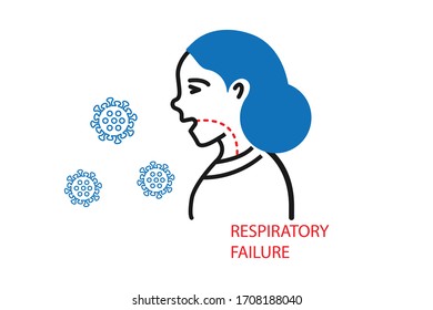 Respiratory failure icon vector isolated blue version 
