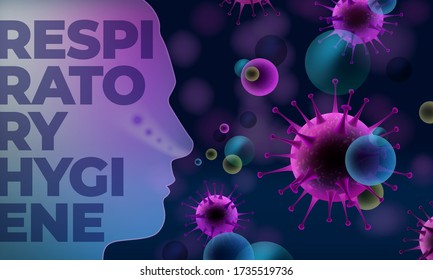 Respiratory hygiene coronavirus vector illustration set composition