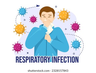 Respiratory Infection Vector Illustration of Inflammation in the Lungs with Virus Cells in Healthcare Background Flat Cartoon Hand Drawn Templates