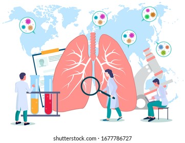 Respiratory lung disease medical checkup. Virus epidemic 2020 vector poster. Coronavirus disease prevention and awareness. Corona virus medical banner template. Lung x-ray test