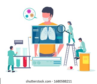 Respiratory lung disease medical checkup. Virus epidemic 2020 vector poster. Coronavirus disease prevention and awareness. Corona virus medical banner template. Lung x-ray test