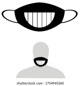 Respiratory mask that is safe from Corona Virus. Dust respirator protector and breathing mask. Protect face masks from pollution. Smile anime ilulltration. - vector