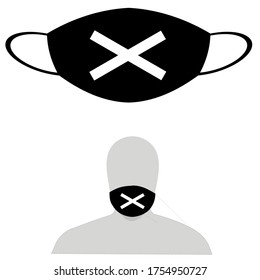 Respiratory mask that is safe from Corona Virus. Dust respirator protector and breathing mask. Protect face masks from pollution. with the symbol x symbolization. - vector