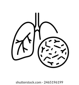 Respiratory microflora line black icon. Sign for web page, mobile app, button, logo. Vector isolated button. Editable stroke.