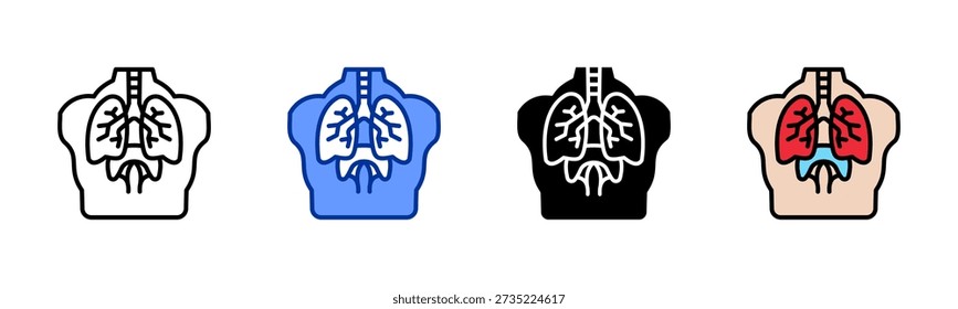 Respiratory Muscles icon set multiple style collection