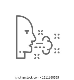 Respiratory problems, cough, allergy line icon.