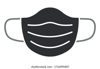 Respiratory protection face mask grey icon