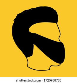 Respiratory protection face mask male head line art icon