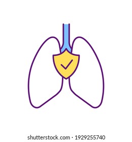 Respiratory Protection RGB Color Icon. Airways And Lungs Safety. Preventing Occupational Illness. Removing Contaminants In Workplace Air. Personal Protective Equipment. Isolated Vector Illustration