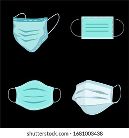 
Máscara protectora respiratoria con un diseño plano. ilustración de la máscara protectora respiratoria. máscara respiratoria con fondo negro