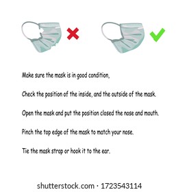 respiratory protective mask. illustration of wearing a mask.Vector illustration