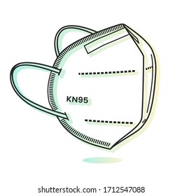 Respiratory Protective Mask - KN95 - Icon as EPS 10 File