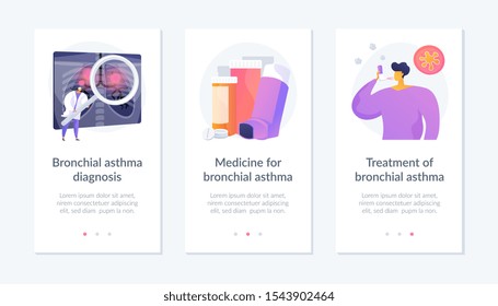 Respiratory system disease. Breathing problems. Airway disease. Cough treatment. Bronchial asthma diagnosis, medicine and treatment metaphors. Website web page template - concept metaphors.