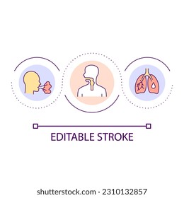 Respiratory system diseases loop concept icon. Lungs and bronchial infections. Health problem abstract idea thin line illustration. Isolated outline drawing. Editable stroke. Arial font used