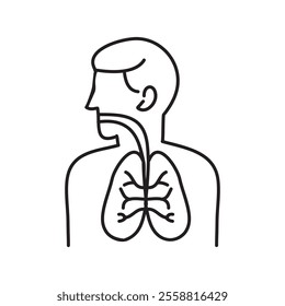 Respiratory System icon.vector flat black linear illustration for web and app..eps