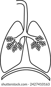 Respiratory System Simple Line Illustration Parts for Educational Purposes