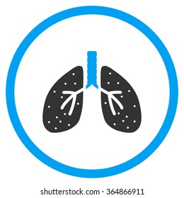 Respiratory System vector icon. Style is bicolor flat circled symbol, blue and gray colors, rounded angles, white background.