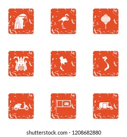 Respite icons set. Grunge set of 9 respite vector icons for web isolated on white background