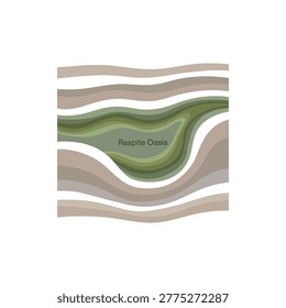 Respite oasis featuring a pocket of green curves within a neutral landscape for break app notifications.