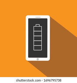 antworten Sie auf ein leeres Ladesymbol für den Akku auf dem Handy.