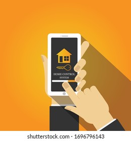 reagieren Home Control System Symbol auf Handy.