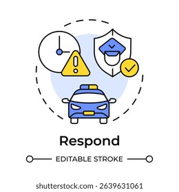 Respond multi color concept icon. Physical security ecosystem. Action based on analyzed threats. Protection. Round shape line illustration. Abstract idea. Graphic design. Easy to use in booklet