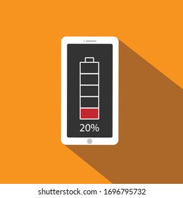 respond red battery charging icon at 20% on mobile.