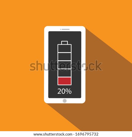 respond red battery charging icon at 20% on mobile.