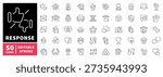 Response editable line icons set: feedback, communication symbols
