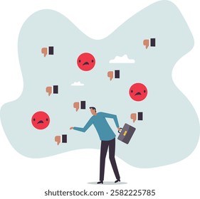 Response to negative feedback, dislike or bad customer review rating, handle complaint,business concept.flat character.