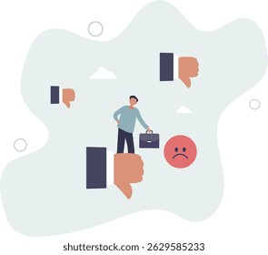 Resposta ao feedback negativo, desgosto ou má avaliação do cliente, lidar com reclamações, erro ou problema de negócios, satisfação ou conceito de opinião irritada, vida do personagem .