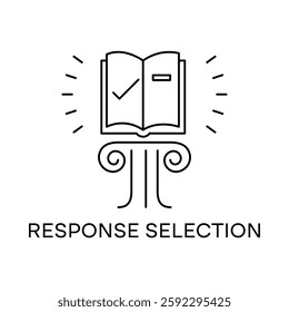 Response Selection – Open Book with a Check Mark Representing Choosing the Right Content