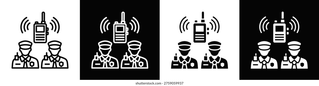 Response Team Icon In Black And White Filled Style.