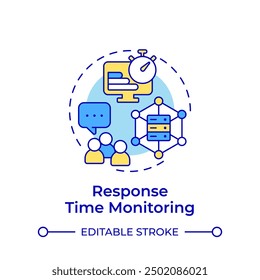 Response time monitoring multi color concept icon. Customer service, user friendly. Data storage. Round shape line illustration. Abstract idea. Graphic design. Easy to use in infographic, presentation