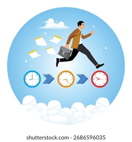 Responsibilities and deadlines. An entrepreneur is rushing to complete work under pressure and deadlines.