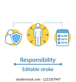 Responsibility concept icon. Decision management idea thin line illustration. Leader. Vector isolated outline drawing. Editable stroke
