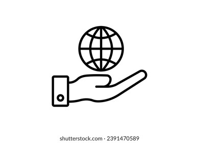 responsibility icon. hand and earth. line icon style. simple vector design editable