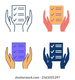 Responsibility icon set in flat and line style. Obligation, duties checklist. Vector illustration