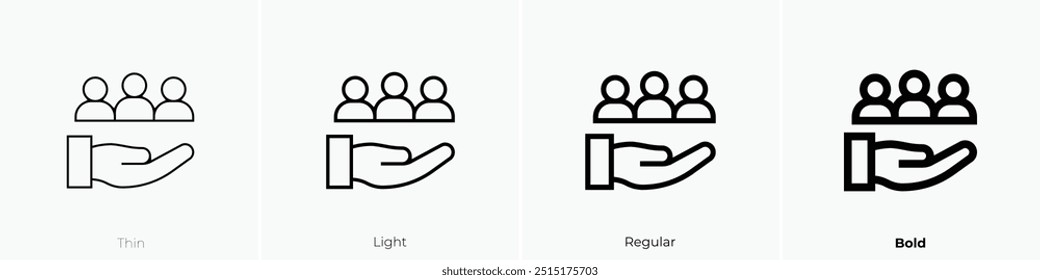 responsibility icon. Thin, Light Regular And Bold style design isolated on white background