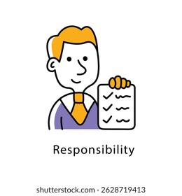 Vector de responsabilidad Icono de estilo de contorno relleno. Archivo Eps 10 