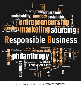responsible business word cloud template. Law concept vector on white background.