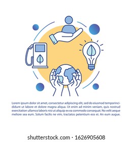 Responsible consumption concept icon with text. Nature protection. Resources and energy preservation. PPT page vector template. Brochure, magazine, booklet design element with linear illustrations