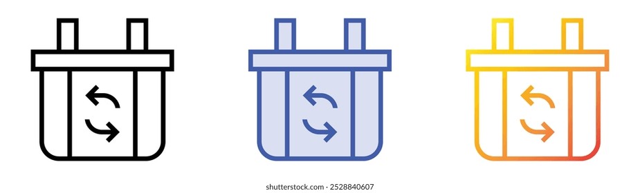 icono de consumo responsable. Lineal, relleno azul y diseño de estilo degradado aislado sobre fondo blanco