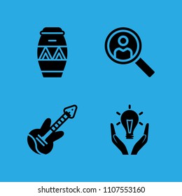 responsible energy use, electric guitar, drum and search icons vector in sample icon set for web and graphic design