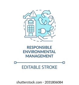 Responsible environmental management blue concept icon. Reduce emissions, waste of energy abstract idea thin line illustration. Waste recycling. Vector isolated outline color drawing. Editable stroke